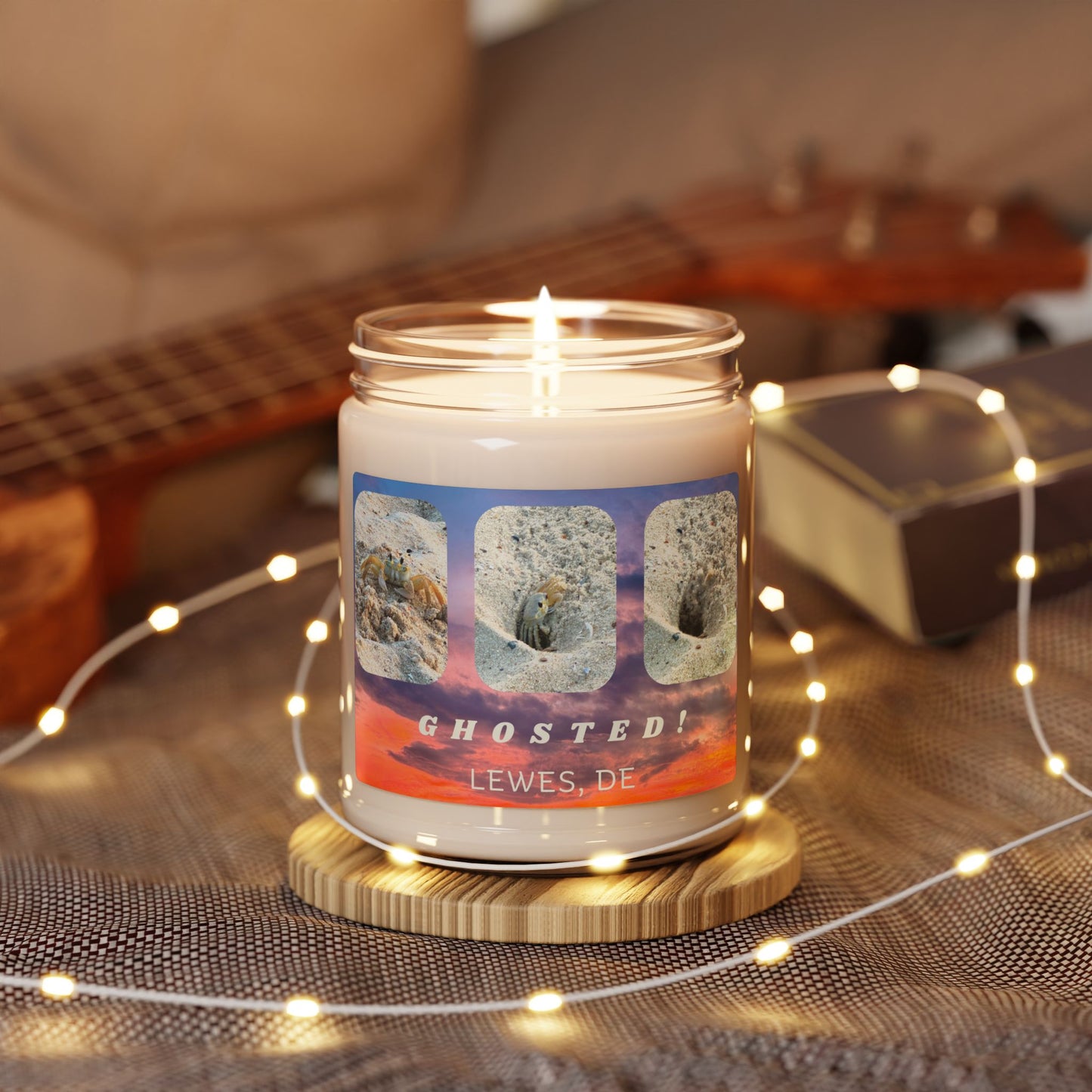Soy Candle - "Ghosted" Beach Scene With A Cute Crab