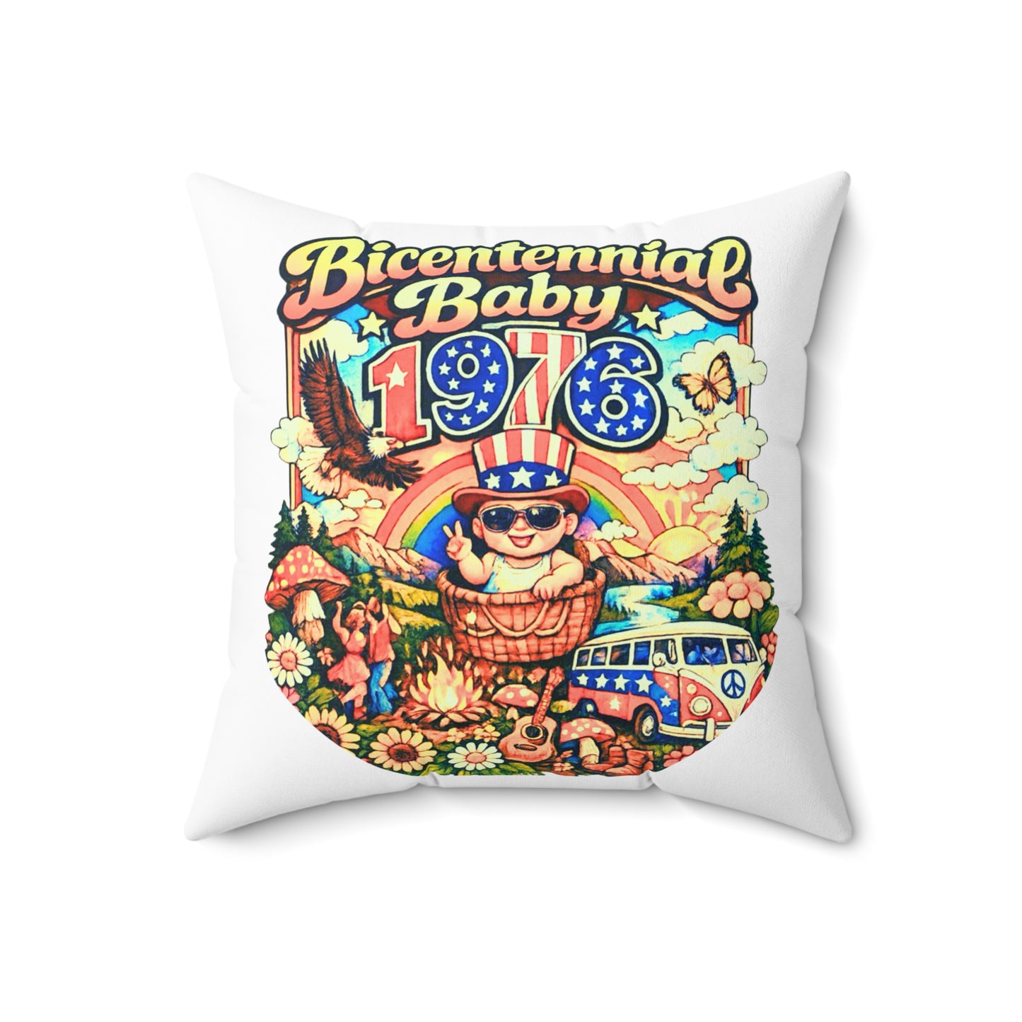 Square Pillow- Bicentennial Birthday Design