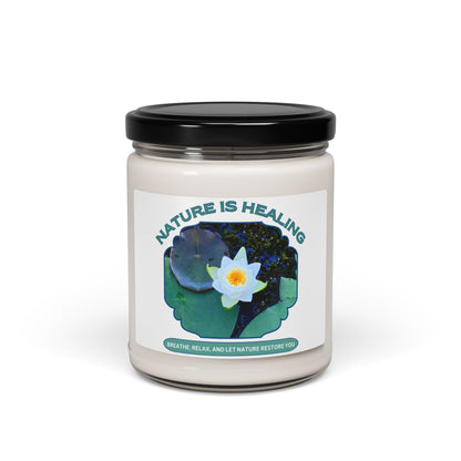 Soy Candle- Water Lily Design for Nature Lovers and Mindfulness Practices