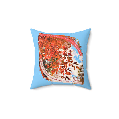 Square Pillow- Autumn Fairies and Crimson Leaves Design