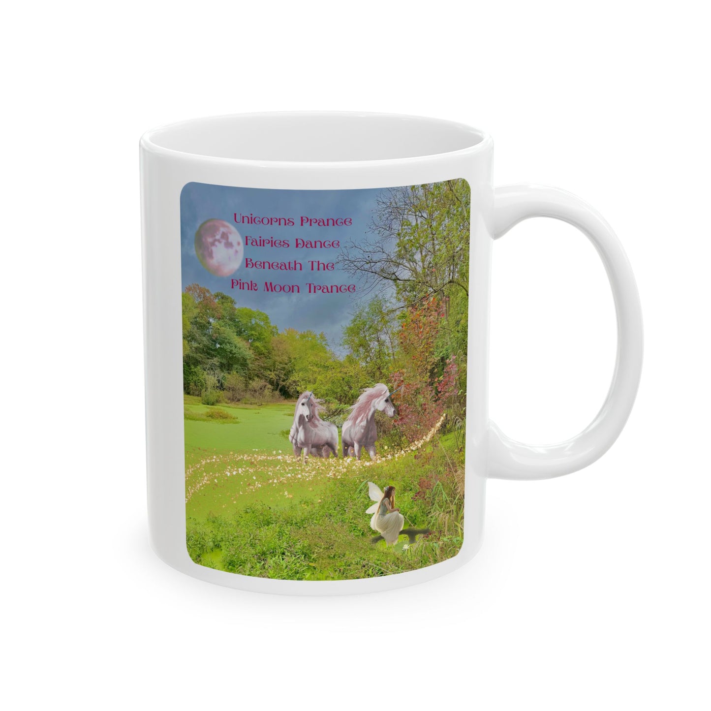 Ceramic Mug-Whimsical Unicorn and Fairy Autumn Vibe Nature Scene