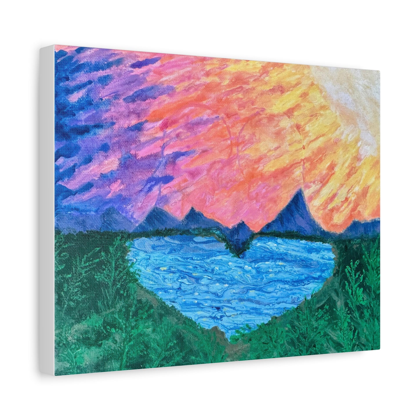 Canvas Print - Romantic Sunrise Over Mountains Painting