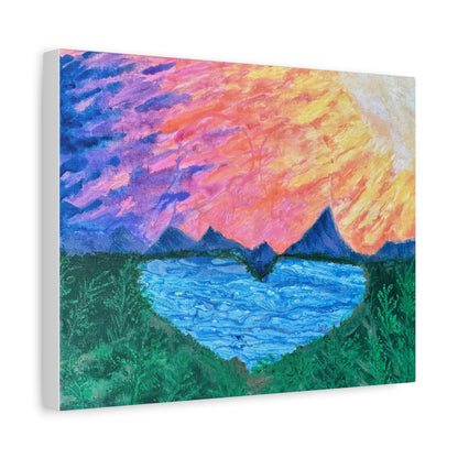 Canvas Print - Romantic Sunrise Over Mountains Painting