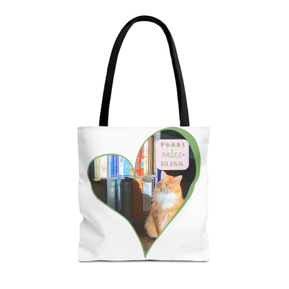 Cat Lover Tote Bag — “Purrs and Pages Equals Bliss”