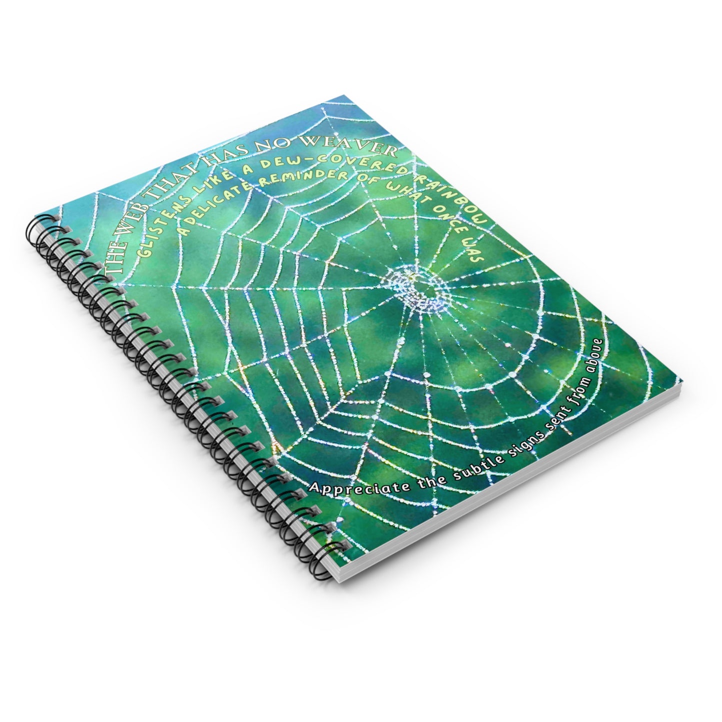 Nature Poetry Spiral Notebook - Ruled Line, Glistening Web Theme