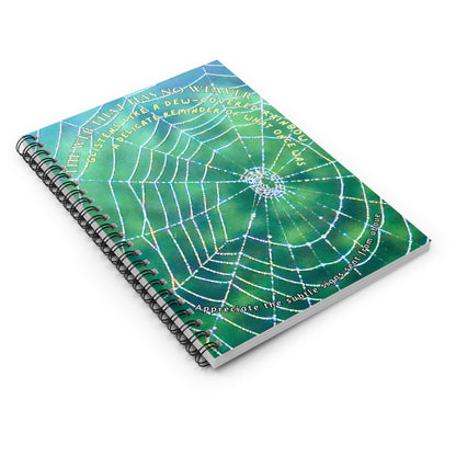 Nature Poetry Spiral Notebook - Ruled Line, Glistening Web Theme