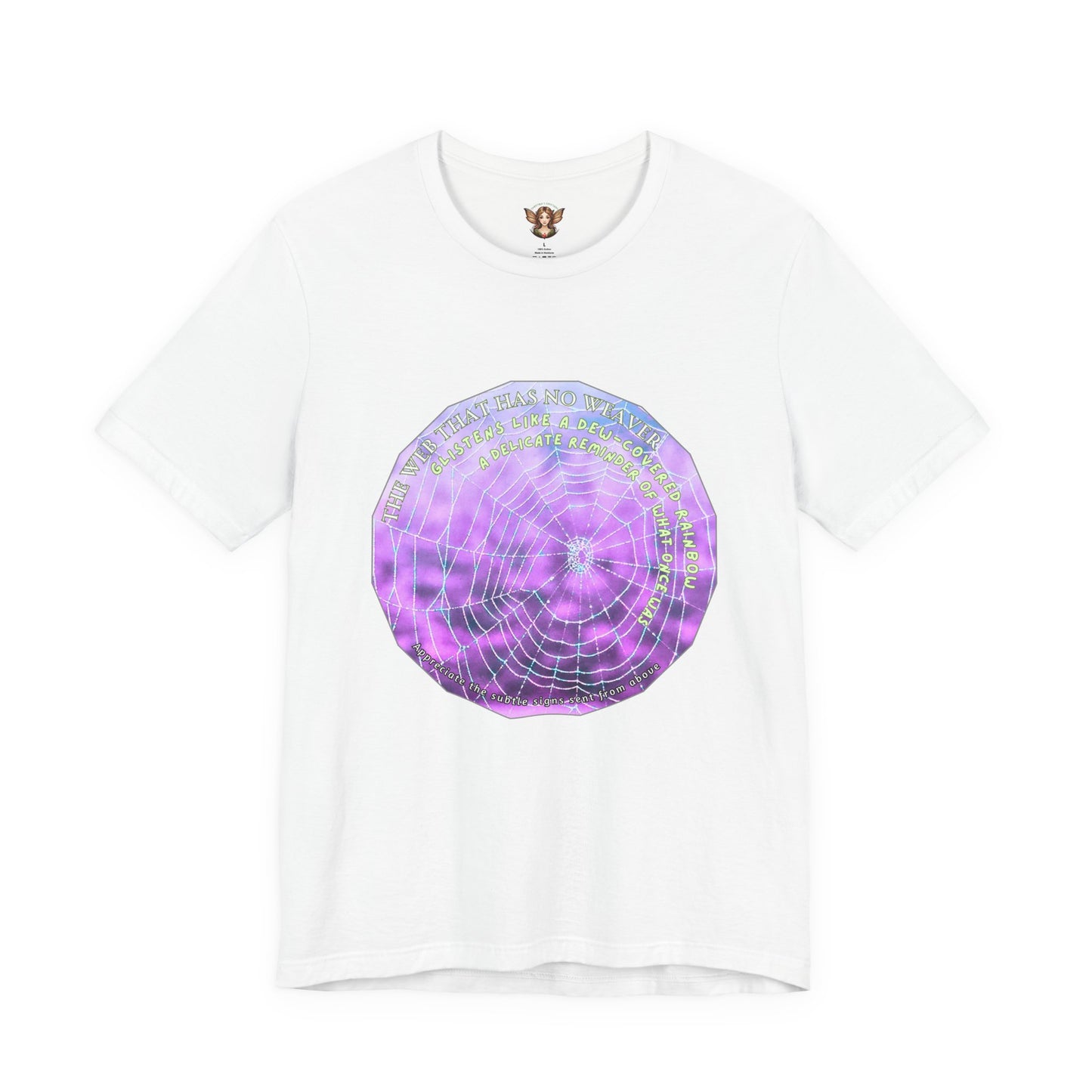 Nature Theme Unisex T-Shirt - Glistening Web With Poetry