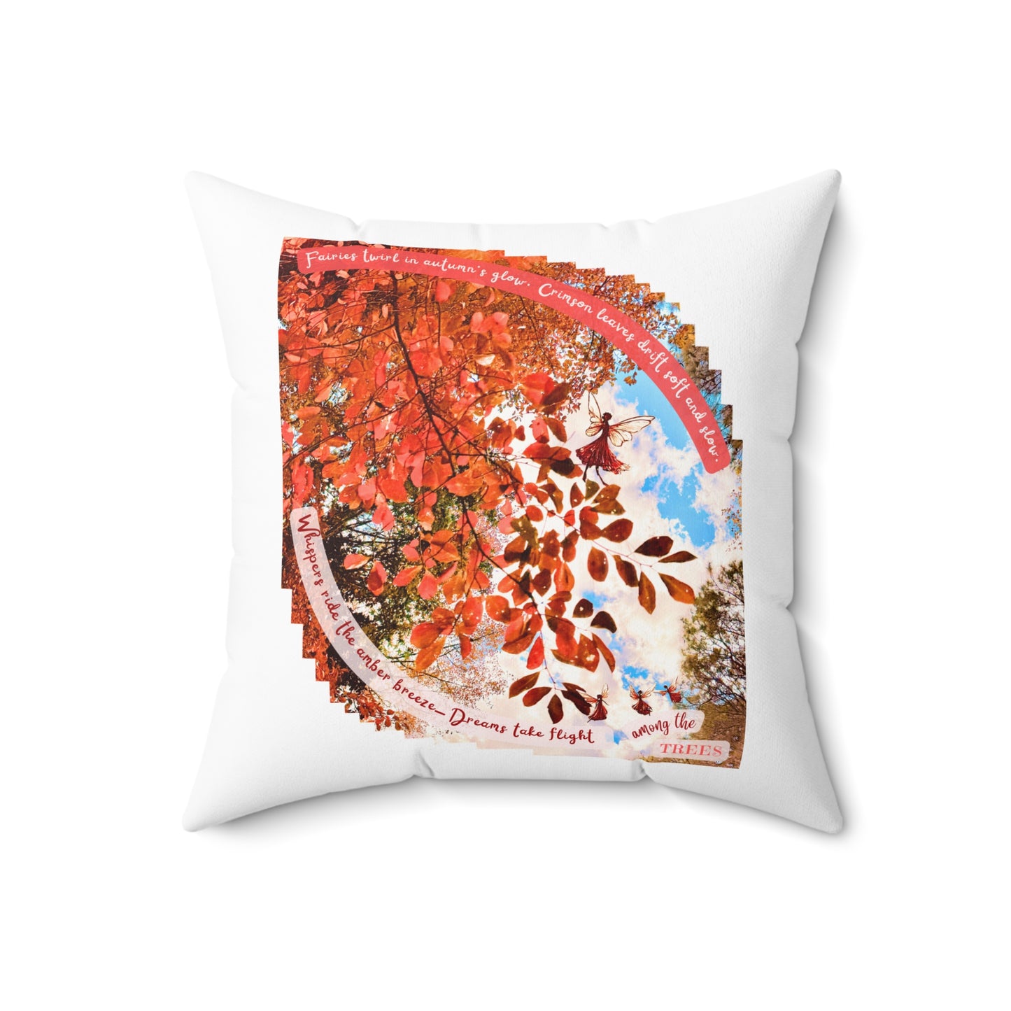 Square Pillow- Autumn Fairies and Leaves Design