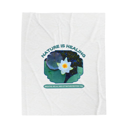 Velveteen Plush Blanket- Breathe, Relax, Let Nature Restore You - Positive Self Care Design