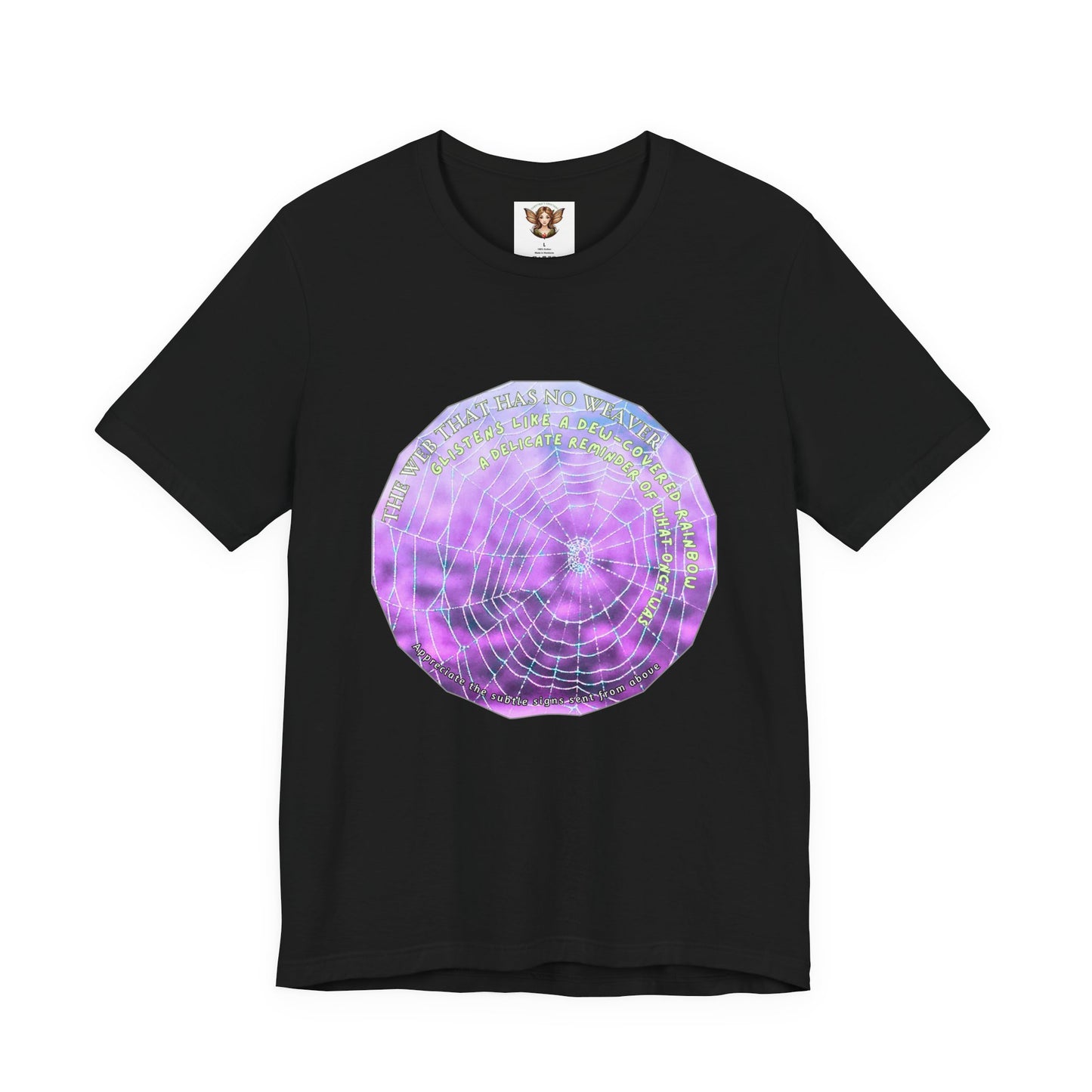 Nature Theme Unisex T-Shirt - Glistening Web With Poetry