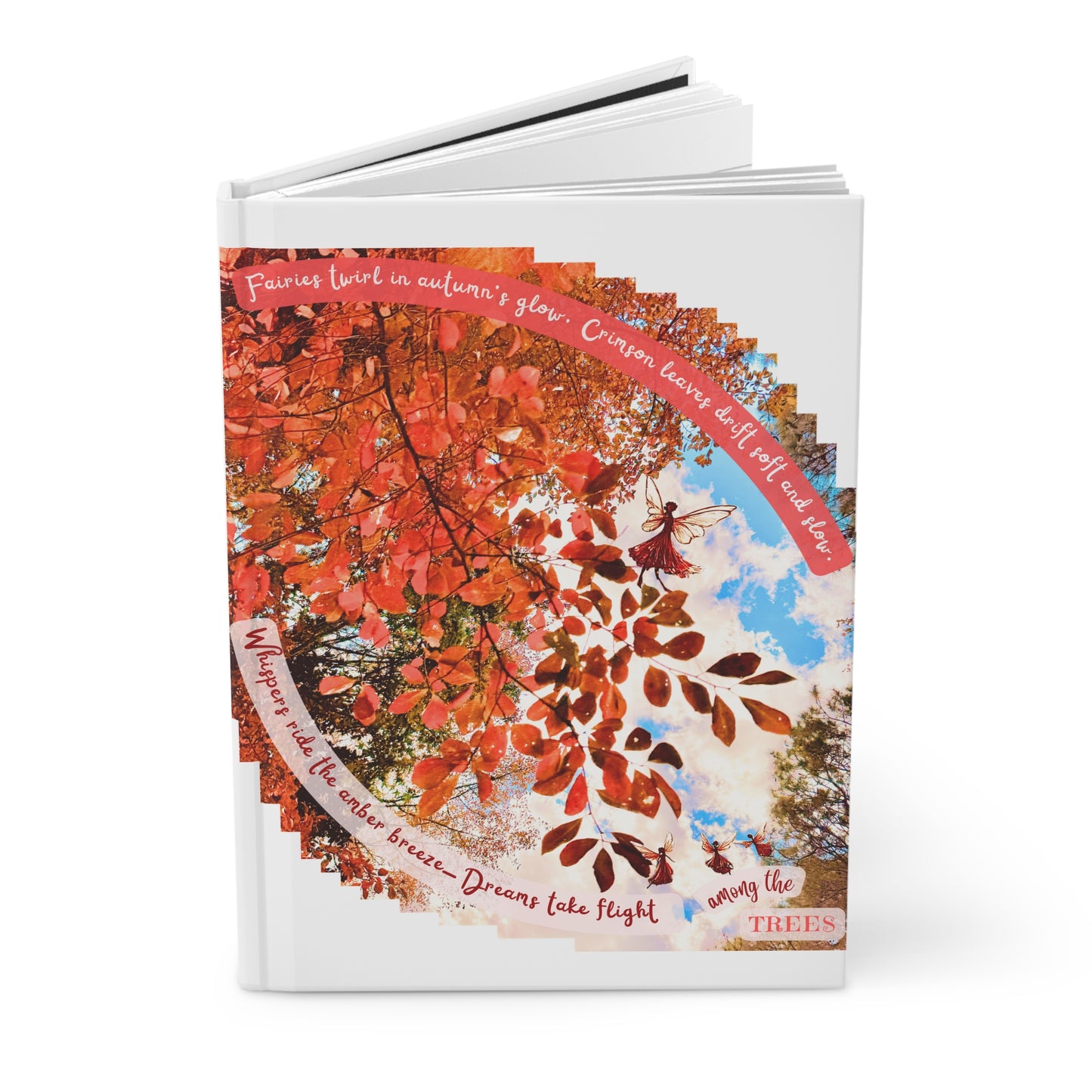 Hardcover Journal - Autumn Fairies and Crimson Leaves Design