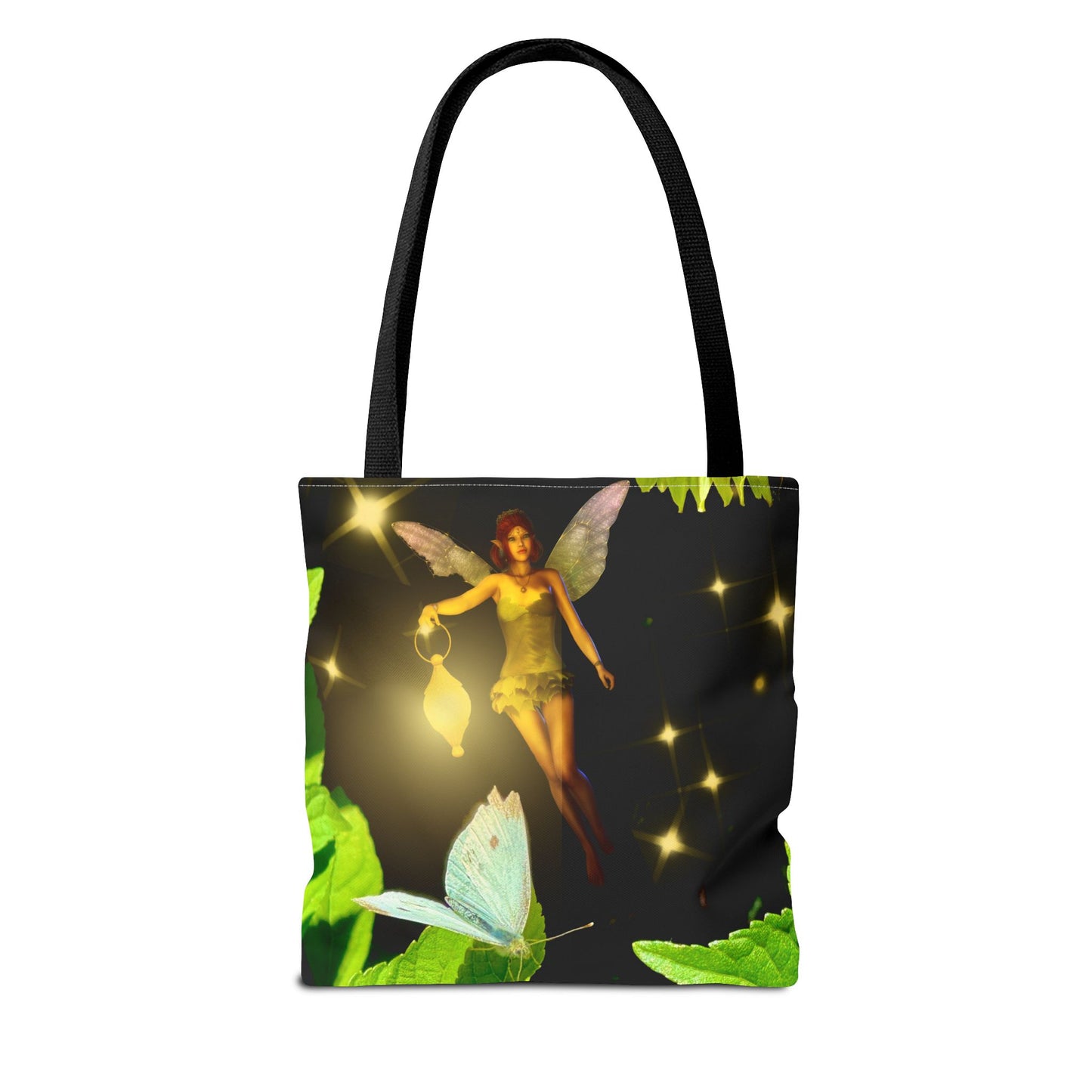 Fairy And Blue Butterfly In A Flower Garden- Tote Bag