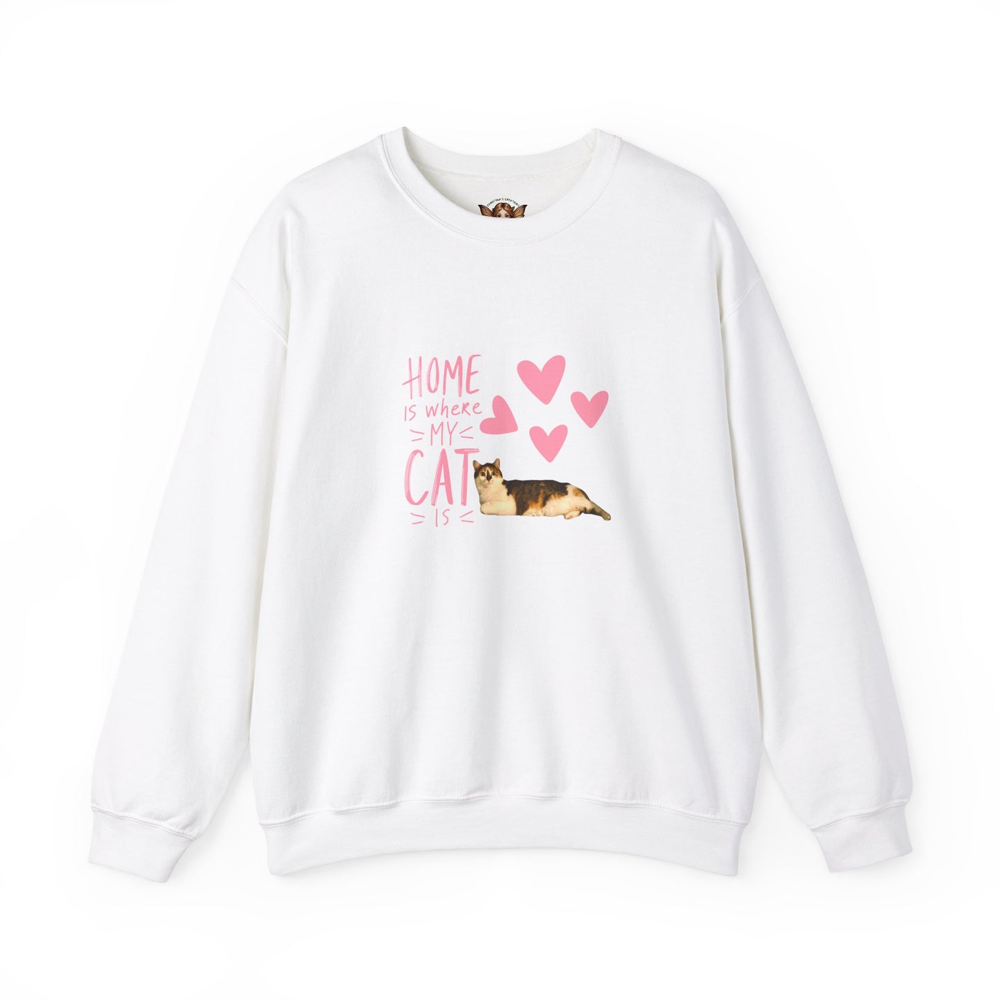 Cat Lover Crewneck Sweatshirt  - 'home is where my cat is'