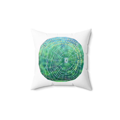 Nature Poetry Square Pillow - Glistening Web Theme
