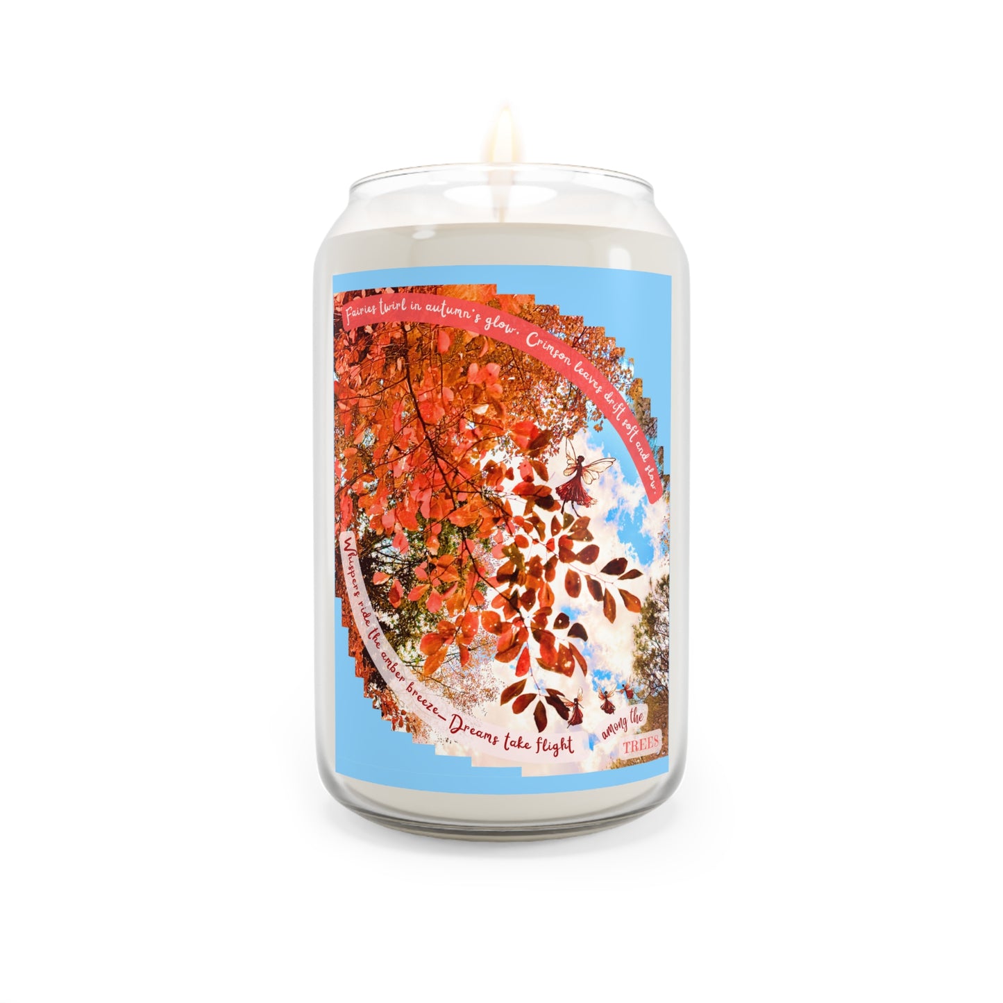 Candle- Autumn Fairies and Crimson Leaves Design