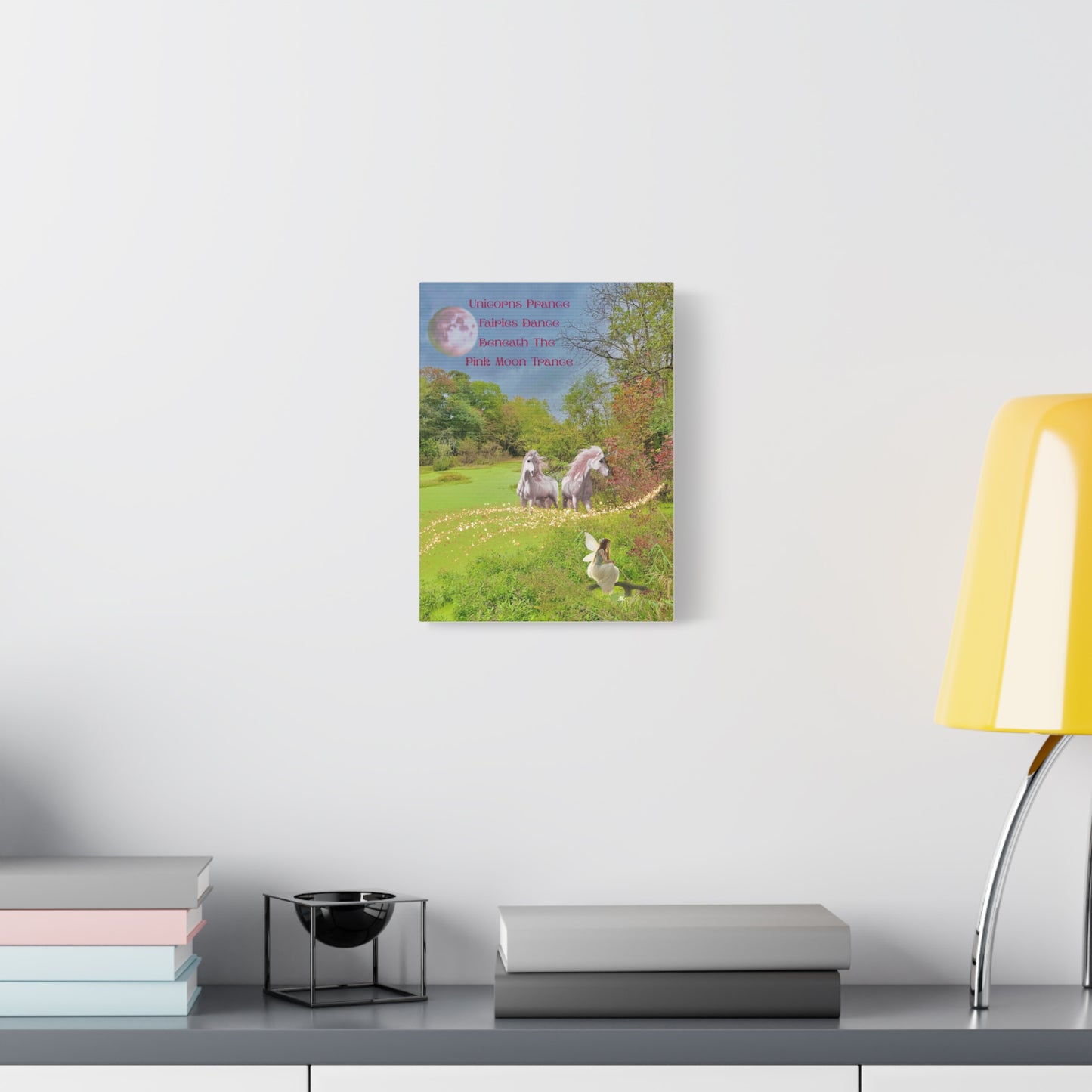 Matte Canvas-Whimsical Unicorn and Fairy Autumn Vibe Nature Scene