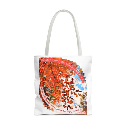 Tote Bag - Cozy Autumn Fairies and Crimson Leaves Design