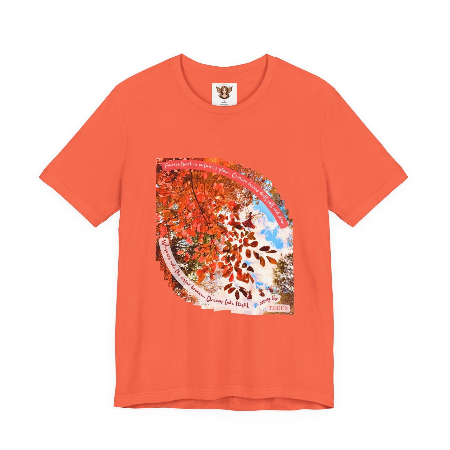 Unisex Short Sleeve Tee- Autumn Fairies and Crimson Leaves Design