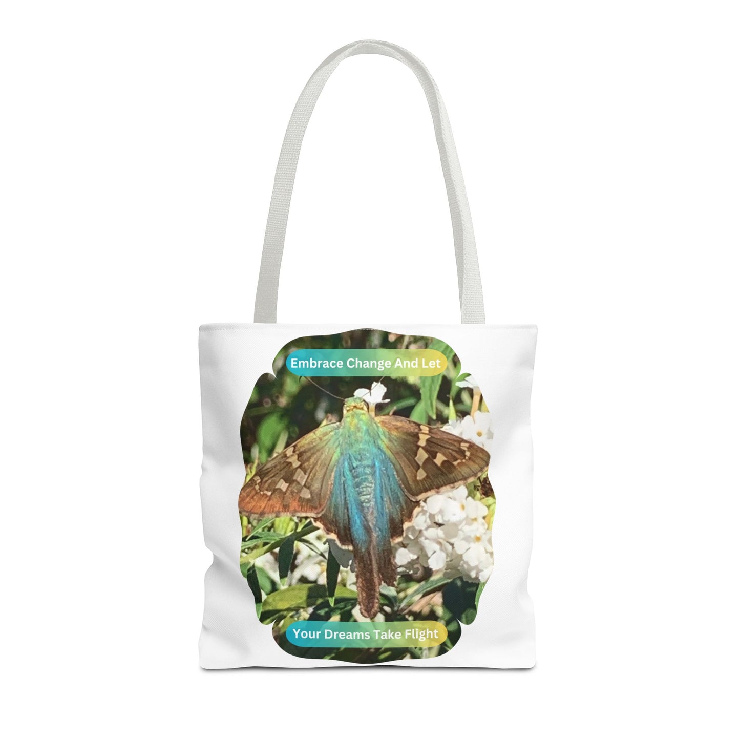 Tote Bag - Inspirational Blue Butterfly And Flowers Design