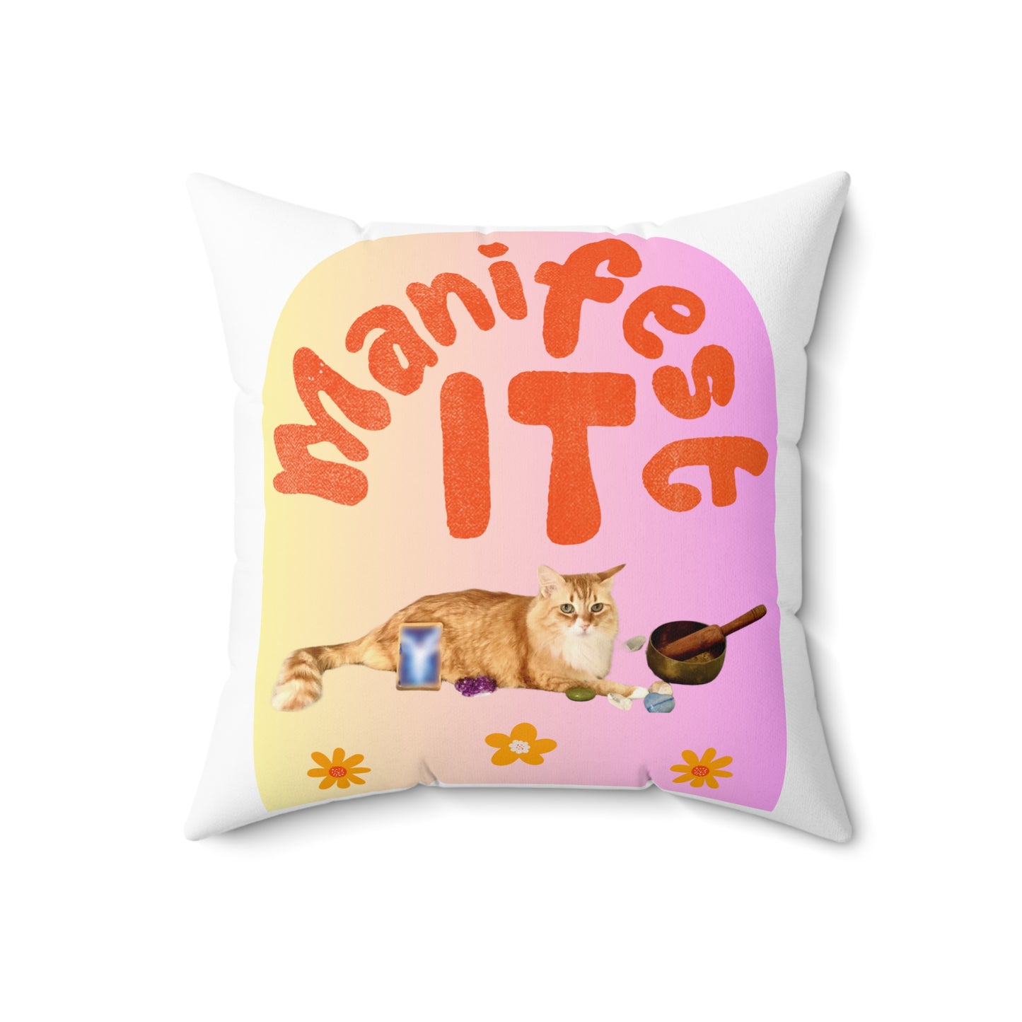 Square Pillow - Inspirational and Uplifting - Metaphysics and Cat Lovers