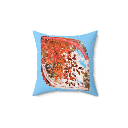 Square Pillow- Autumn Fairies and Crimson Leaves Design