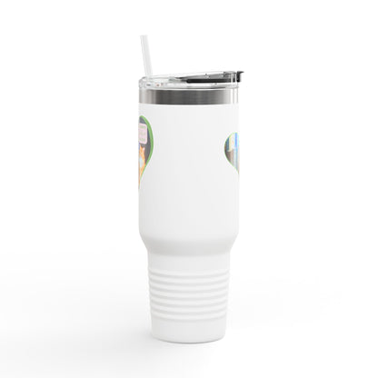 Insulated Travel Mug — "Pages and Purrs Equals Bliss" Cat & Book Lover Tumbler