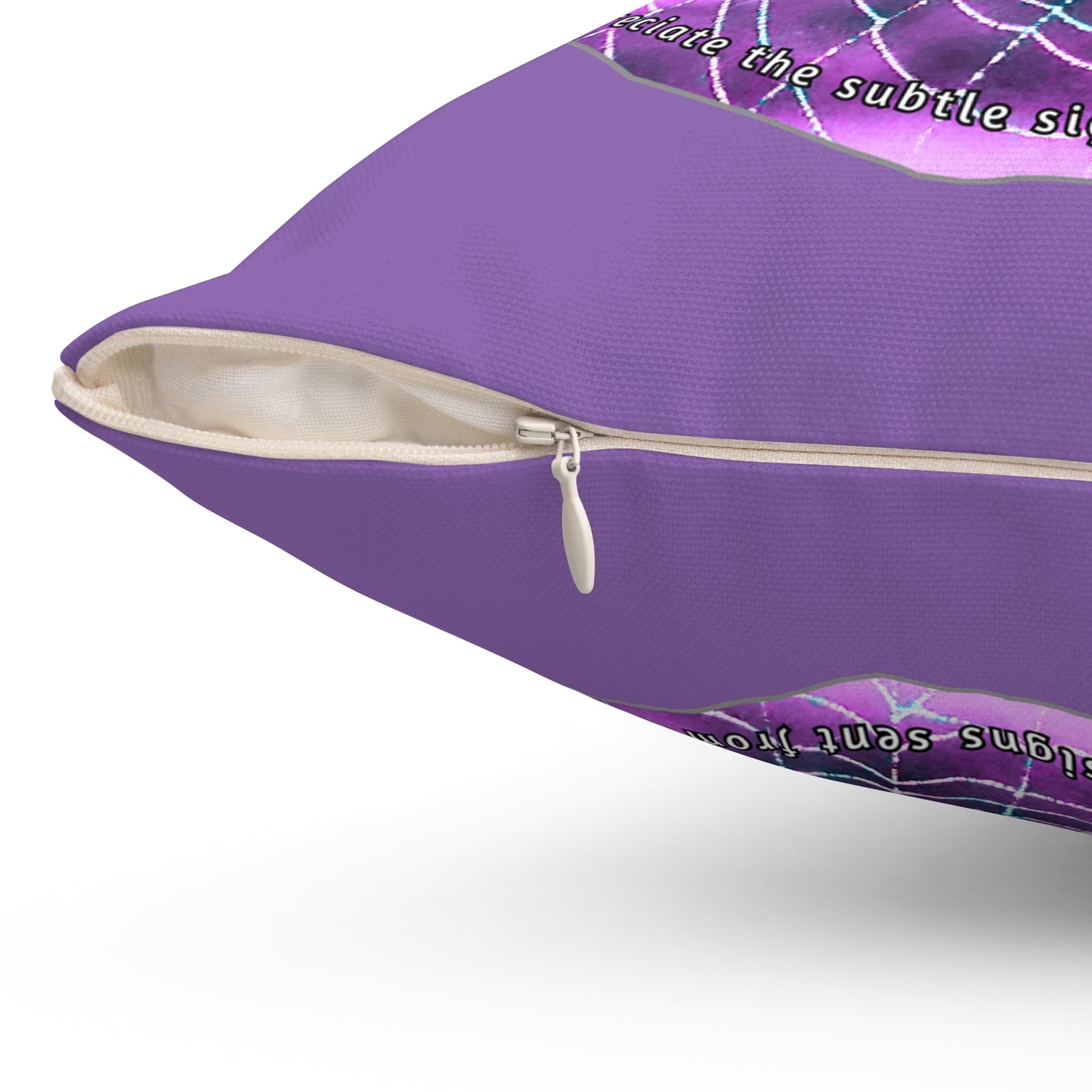 Nature Poetry Square Pillow - Glistening Web Theme