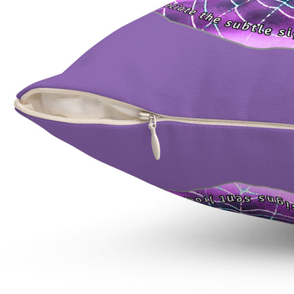 Nature Poetry Square Pillow - Glistening Web Theme