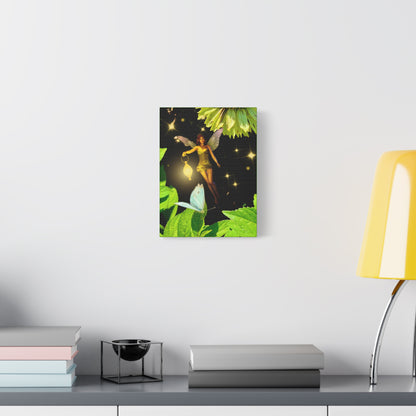 Fairy And Blue Butterfly In A Flower Garden- Canvas Wall Art