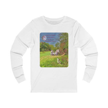 Unisex Jersey Long Sleeve Tee-Whimsical Unicorn and Fairy Autumn Vibe Nature Scene