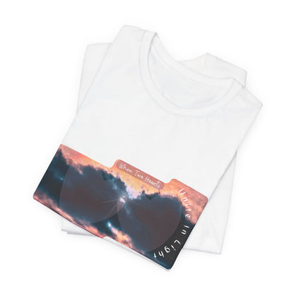 Unisex Short Sleeve Tee- Stormy Sky, Two Hearts And Sun Design