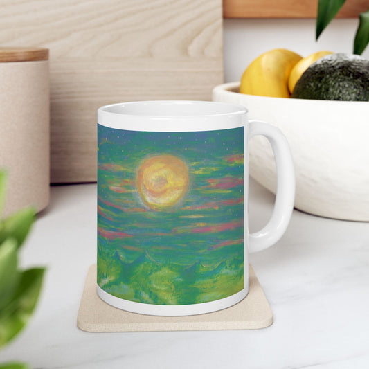 Ceramic Mug, Beautiful Moonlit Mountain Scene (11oz, 15oz)