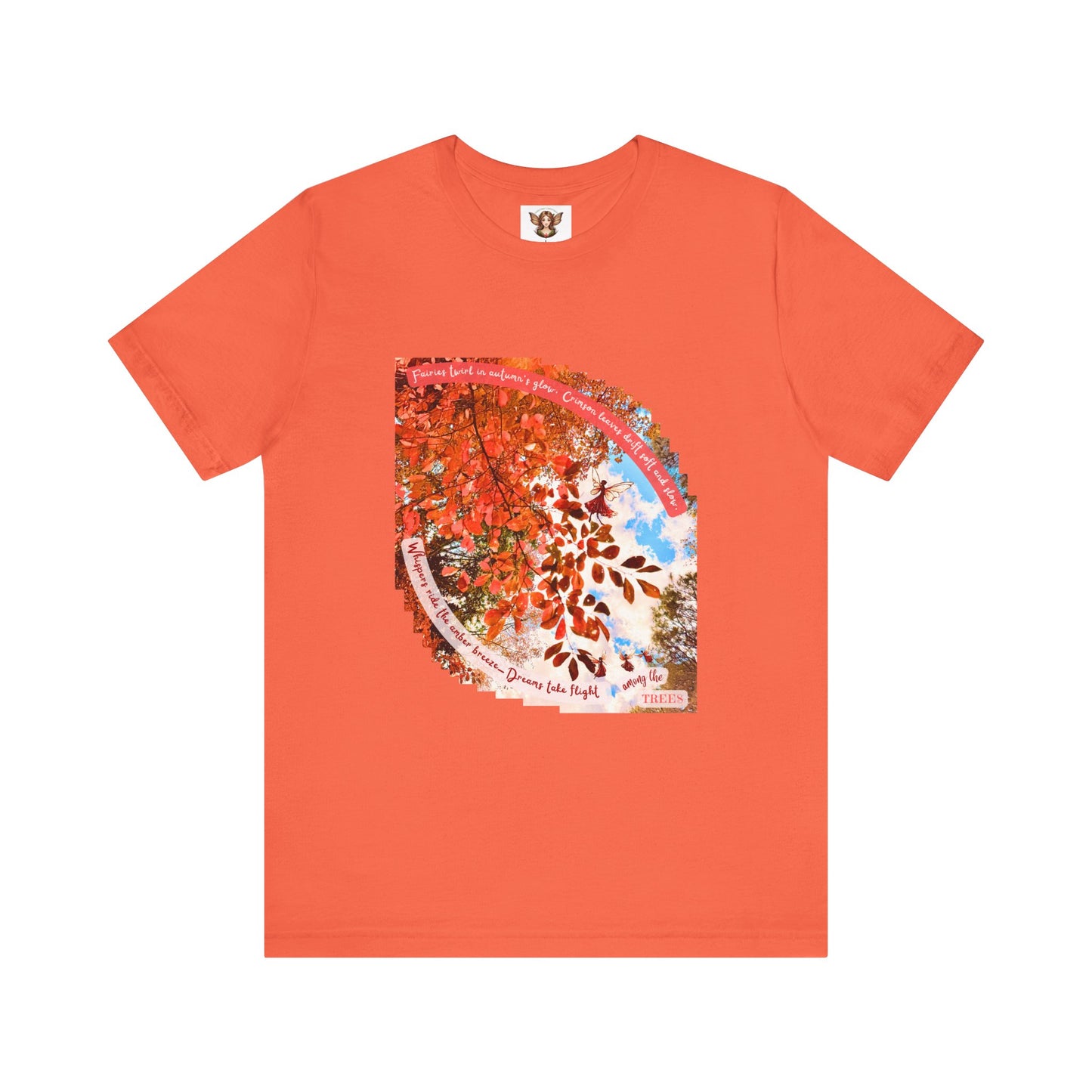 Unisex Short Sleeve Tee- Autumn Fairies and Crimson Leaves Design