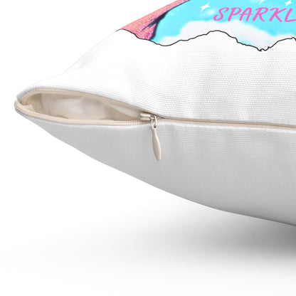 Square Pillow with 'Unicorn Kisses' Design - Fantasy and Whimsical Vibes