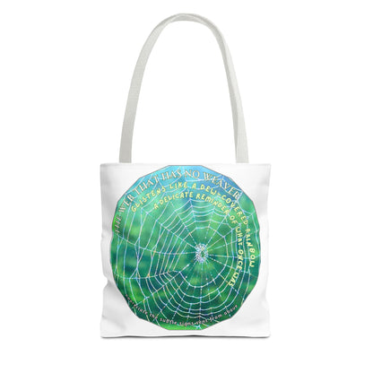 Nature-Themed Tote Bag- Featuring A Glistening Web And Poetry
