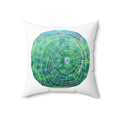 Nature Poetry Square Pillow - Glistening Web Theme