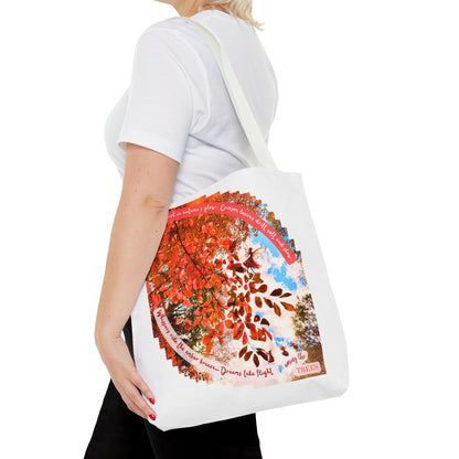 Tote Bag - Cozy Autumn Fairies and Crimson Leaves Design