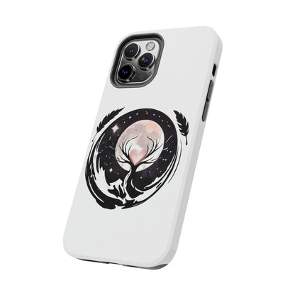 Phone Case - Pink Moon and Heart Nightscape Design, Romantic Whimsical