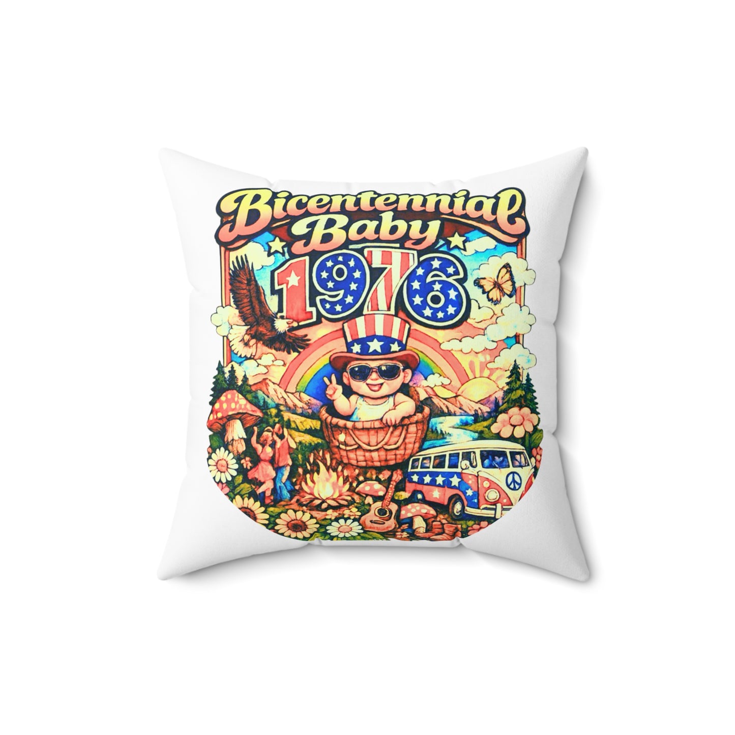 Square Pillow- Bicentennial Birthday Design
