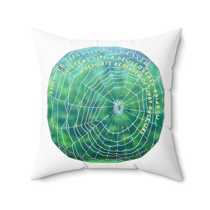 Nature Poetry Square Pillow - Glistening Web Theme