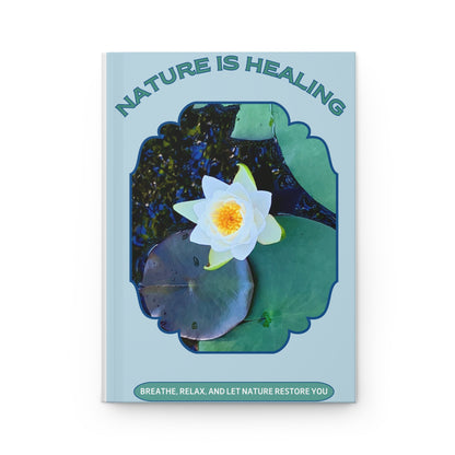 Hardcover Journal Matte - Water Lily Design for Nature Lovers and Self-Care - Relaxation, Positivity, Mindfulness