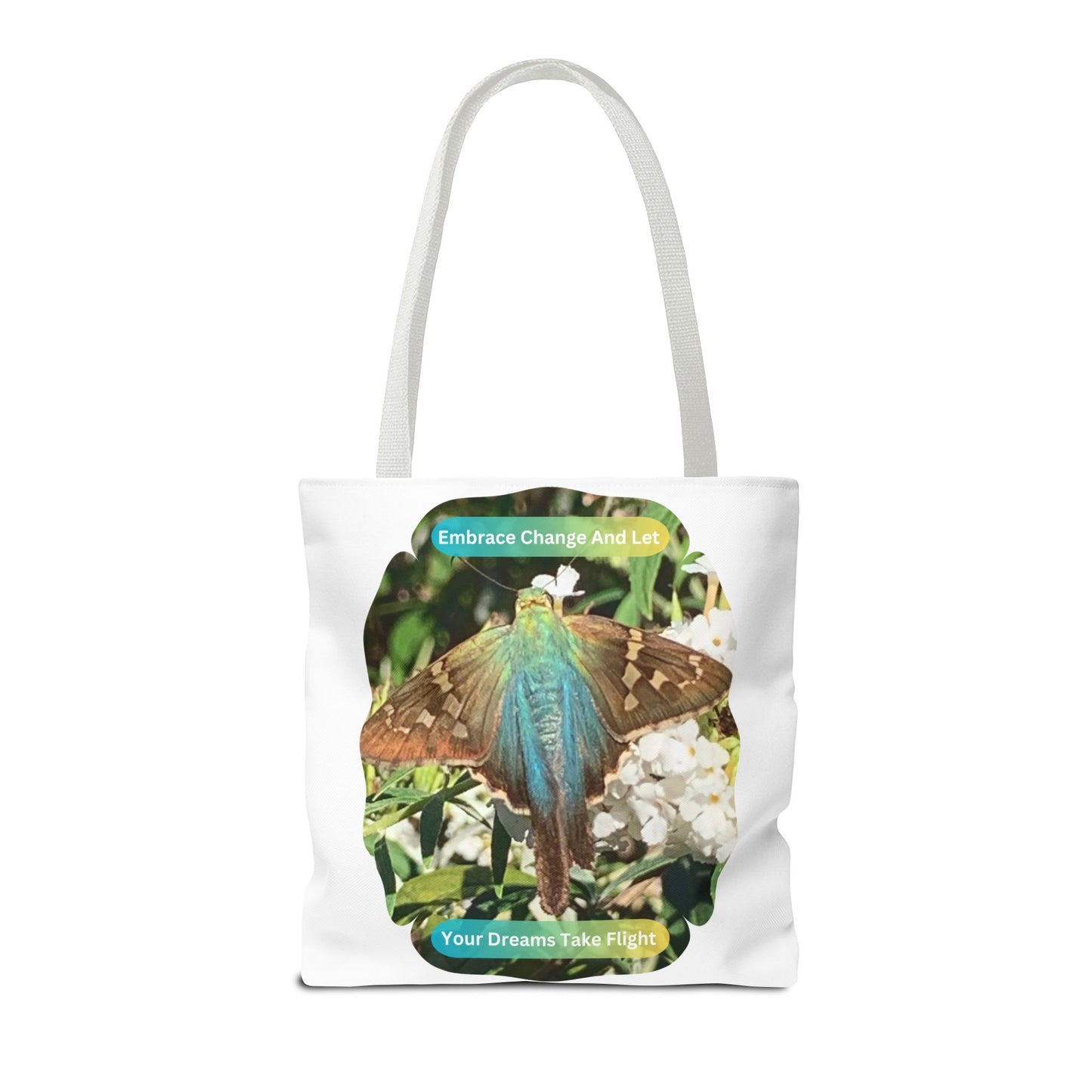 Tote Bag - Inspirational Blue Butterfly And Flowers Design