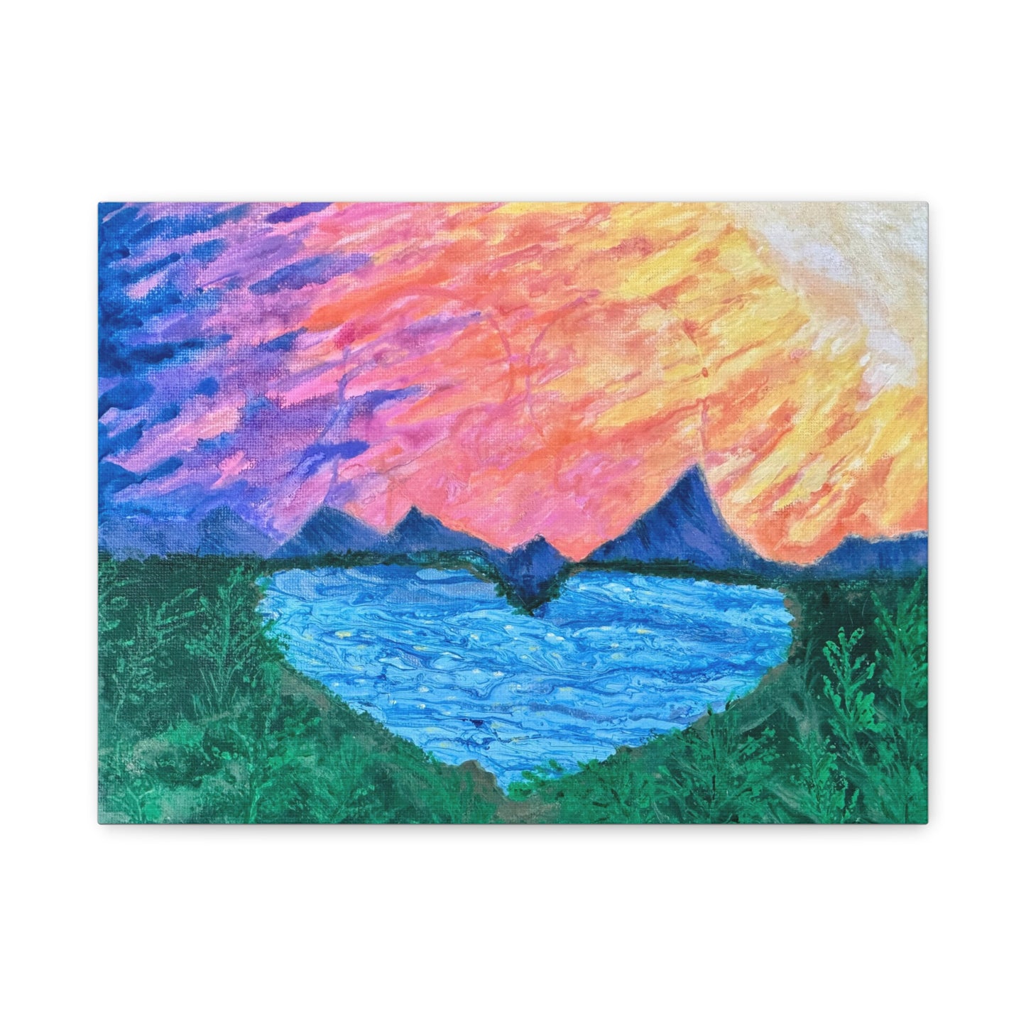 Canvas Print - Romantic Sunrise Over Mountains Painting