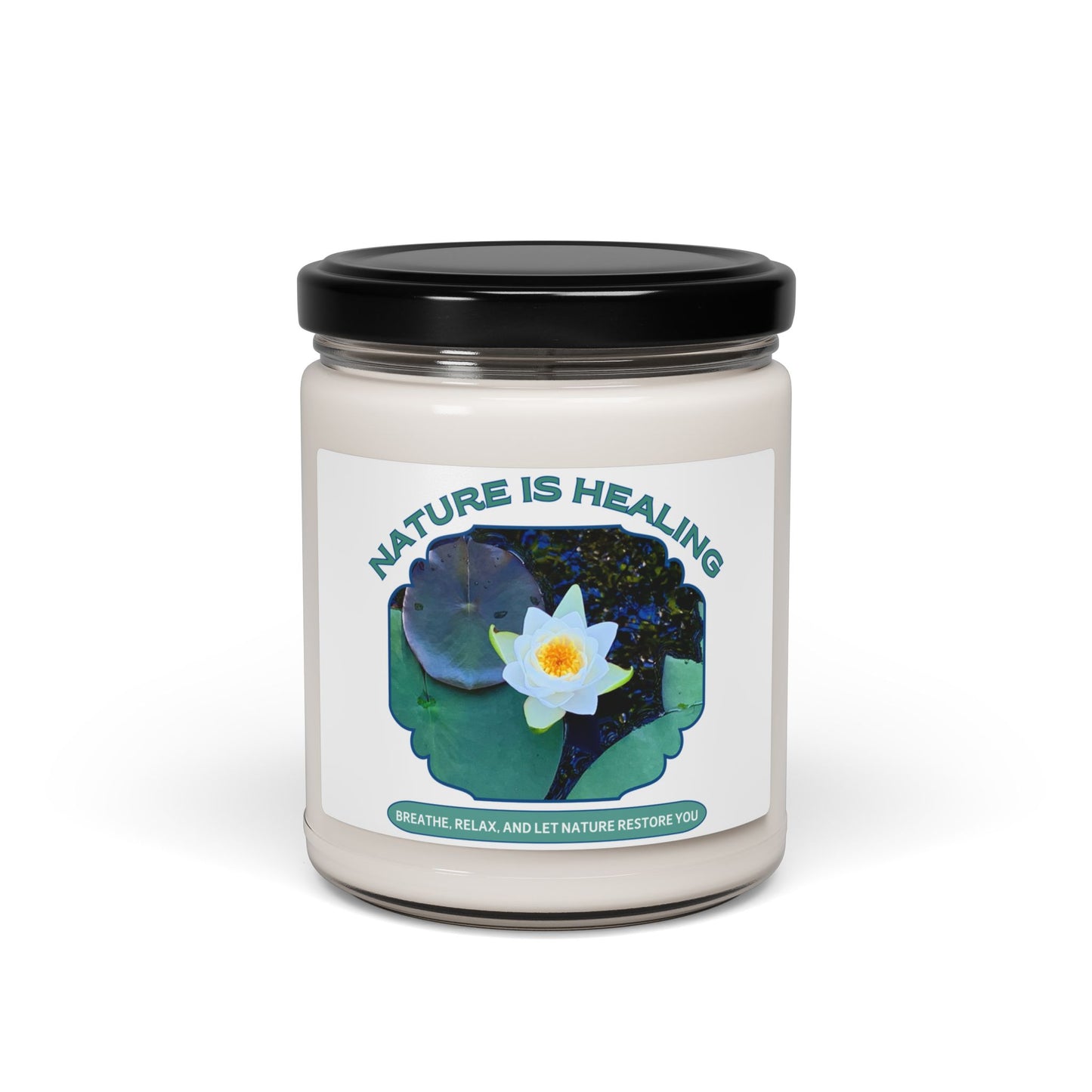 Soy Candle- Water Lily Design for Nature Lovers and Mindfulness Practices