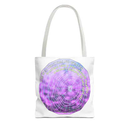 Nature-Themed Tote Bag- Featuring A Glistening Web And Poetry