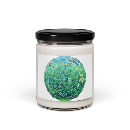 Nature-Themed Soy Candle- Featuring A Glistening Web And Poetry