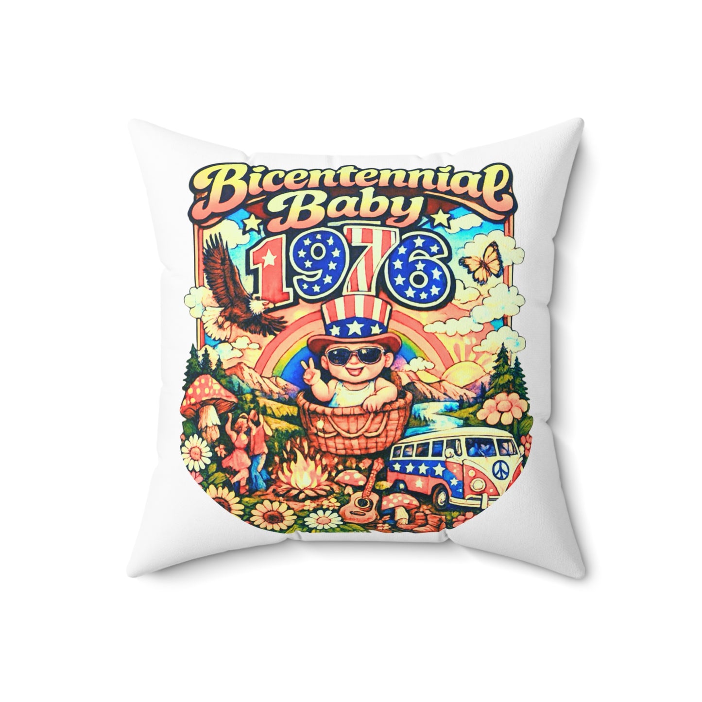 Square Pillow- Bicentennial Birthday Design