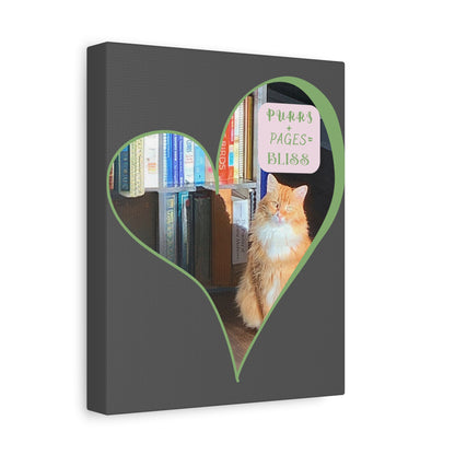 Cat Lover Canvas Art — "Purrs and Pages Equals Bliss"