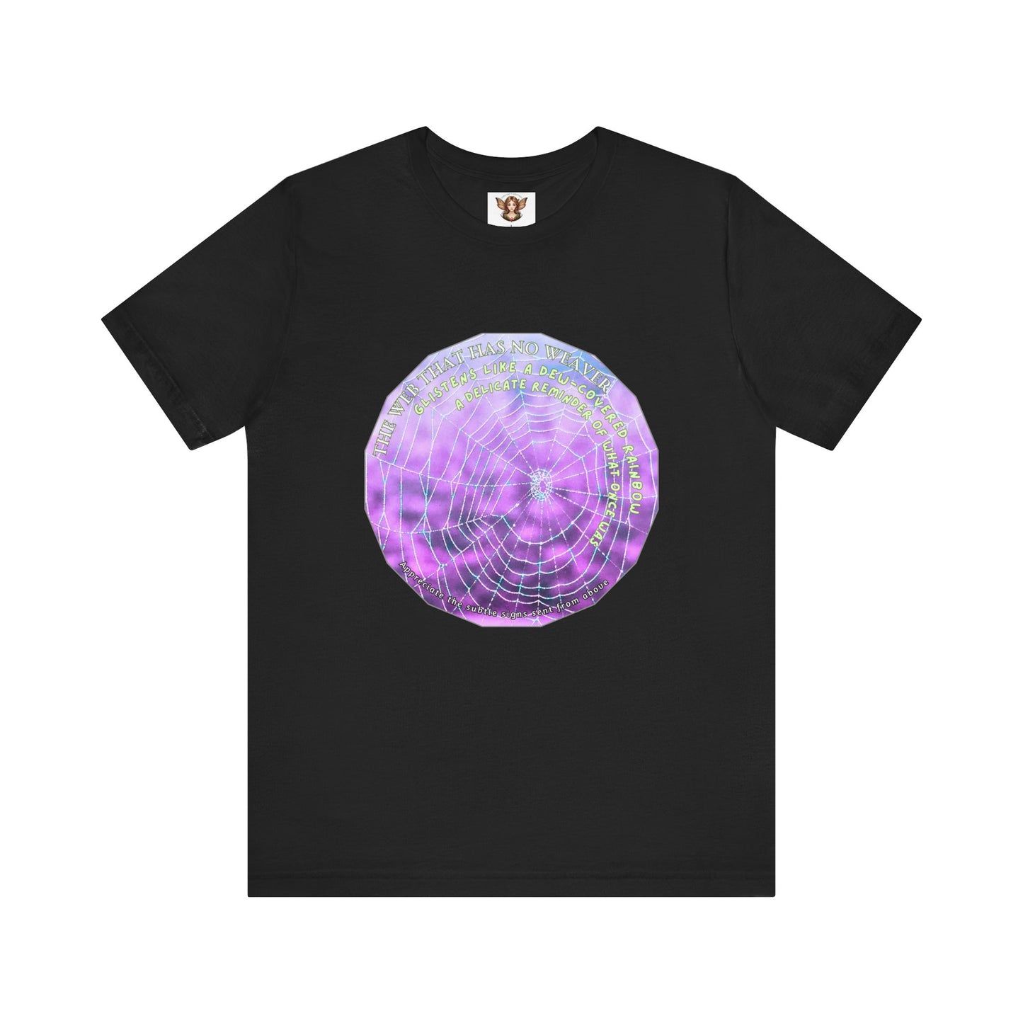 Nature Theme Unisex T-Shirt - Glistening Web With Poetry