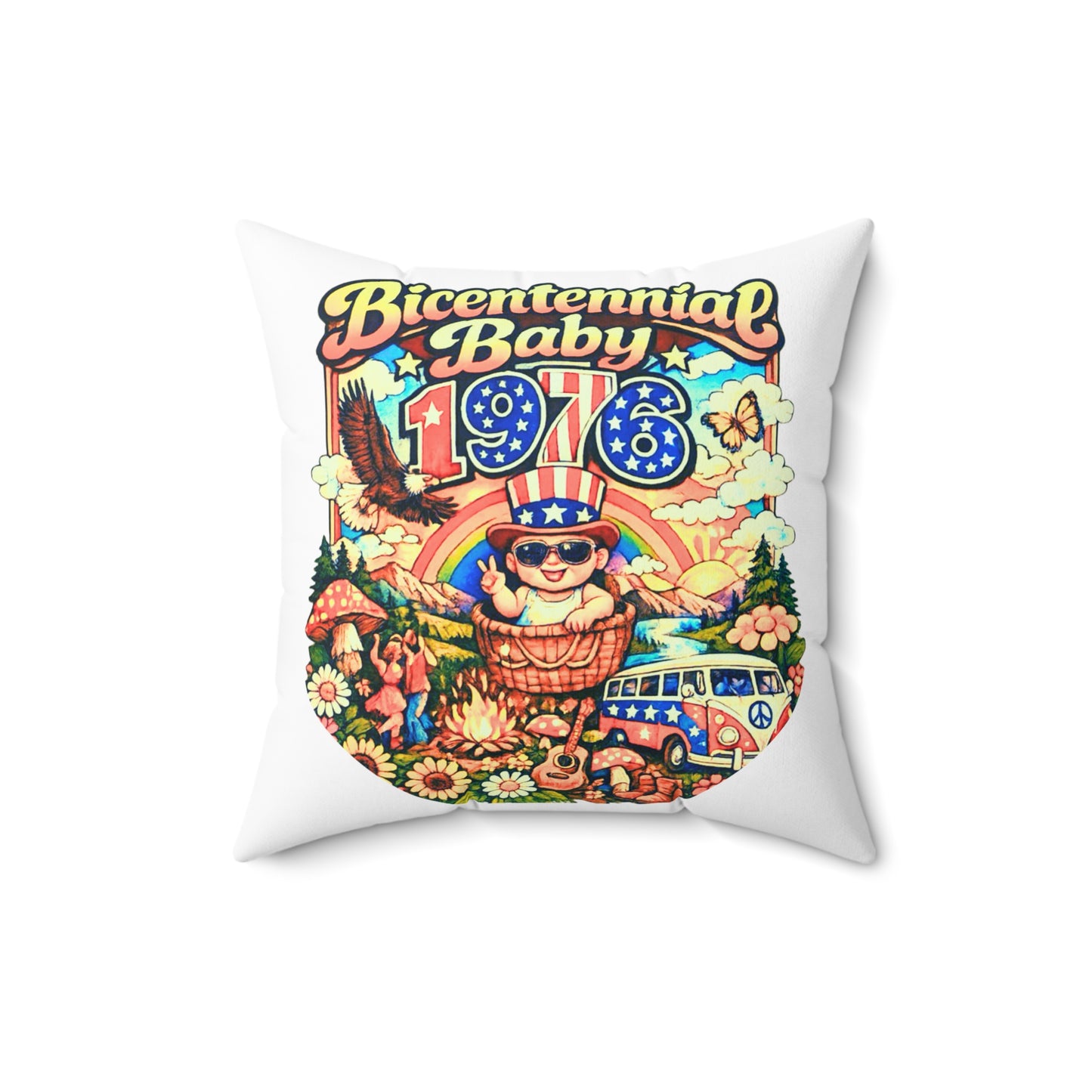 Square Pillow- Bicentennial Birthday Design